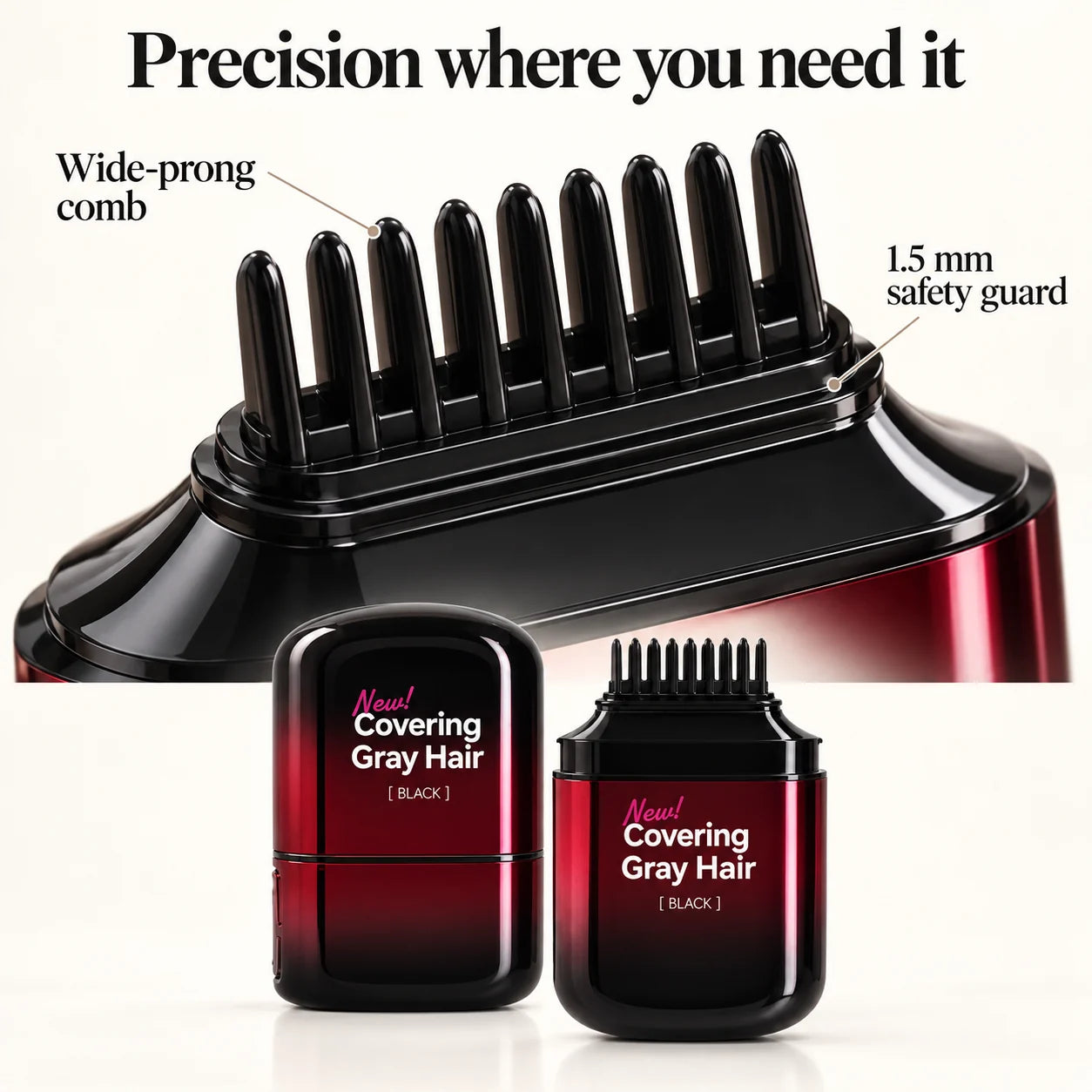 Close-up of the hair color stick comb and 1.5mm guard