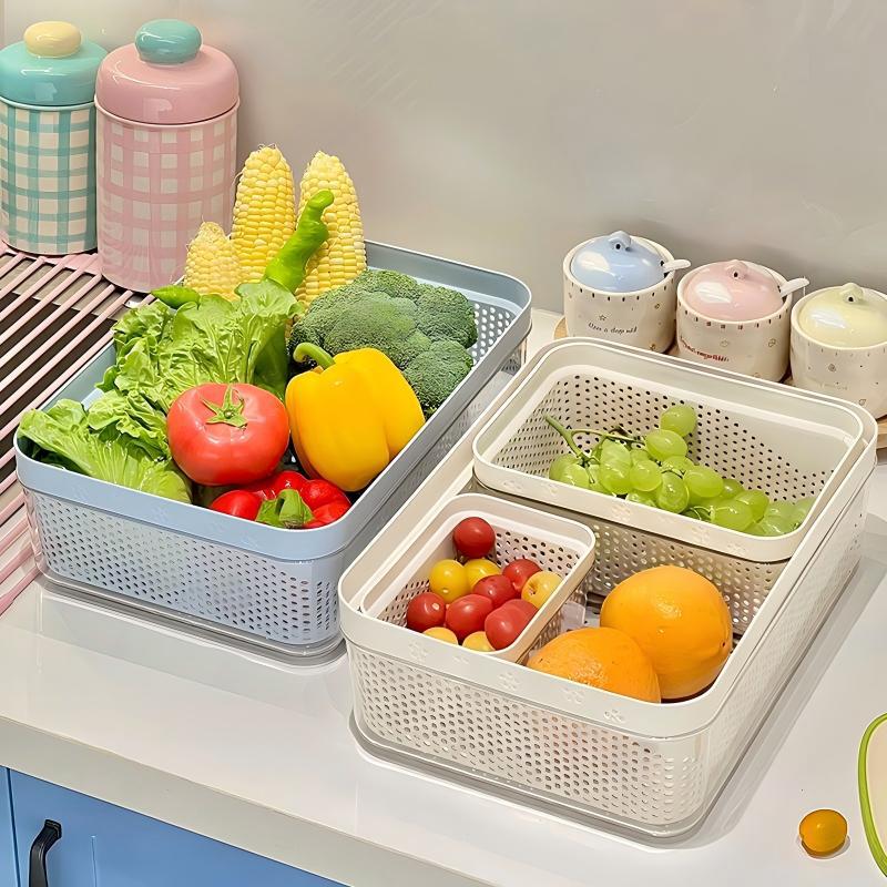 Stackable Fruit & Vegetable Drain Basket Set