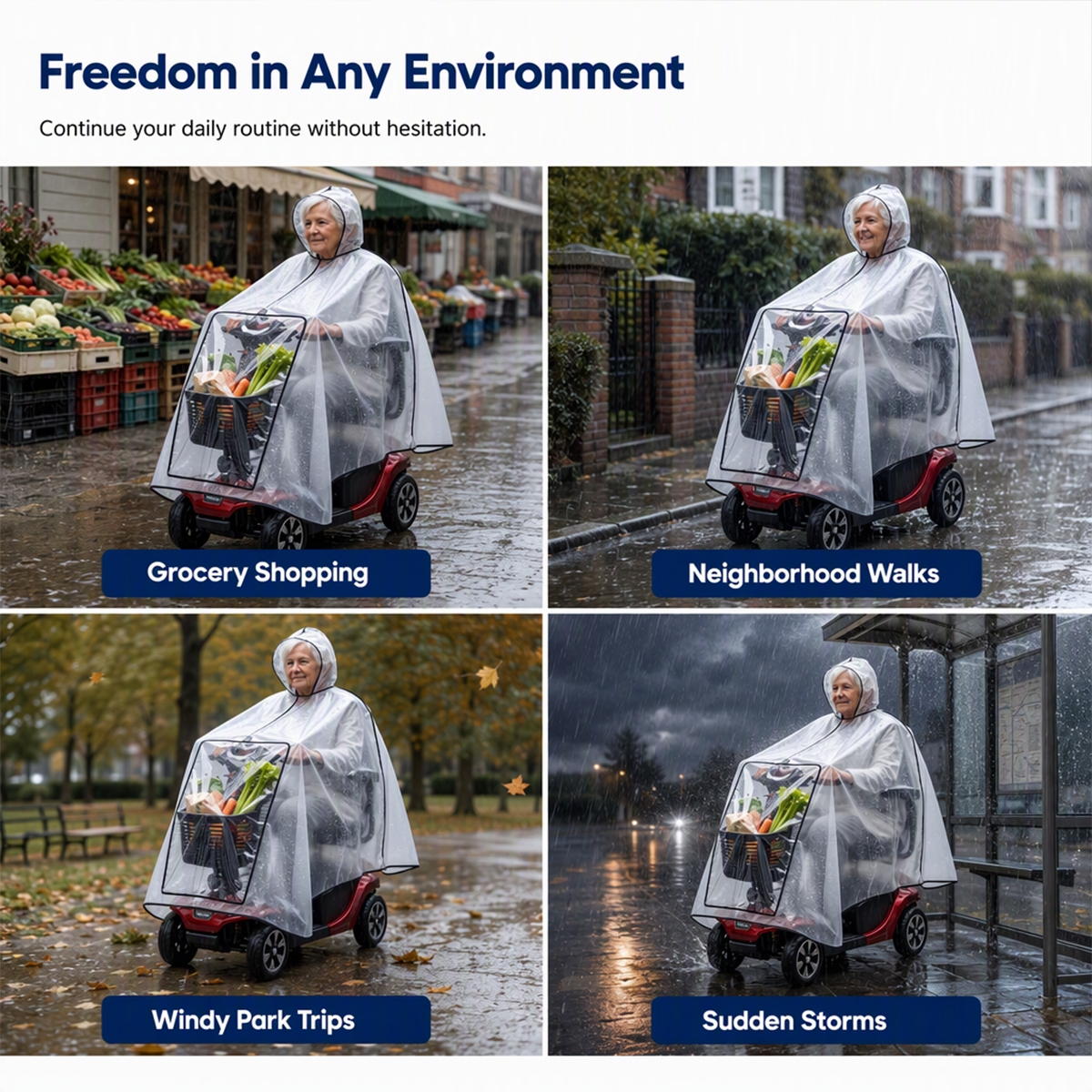🌧️ Mobility Scooter Rain Cover – Full-Coverage Waterproof PVC Canopy