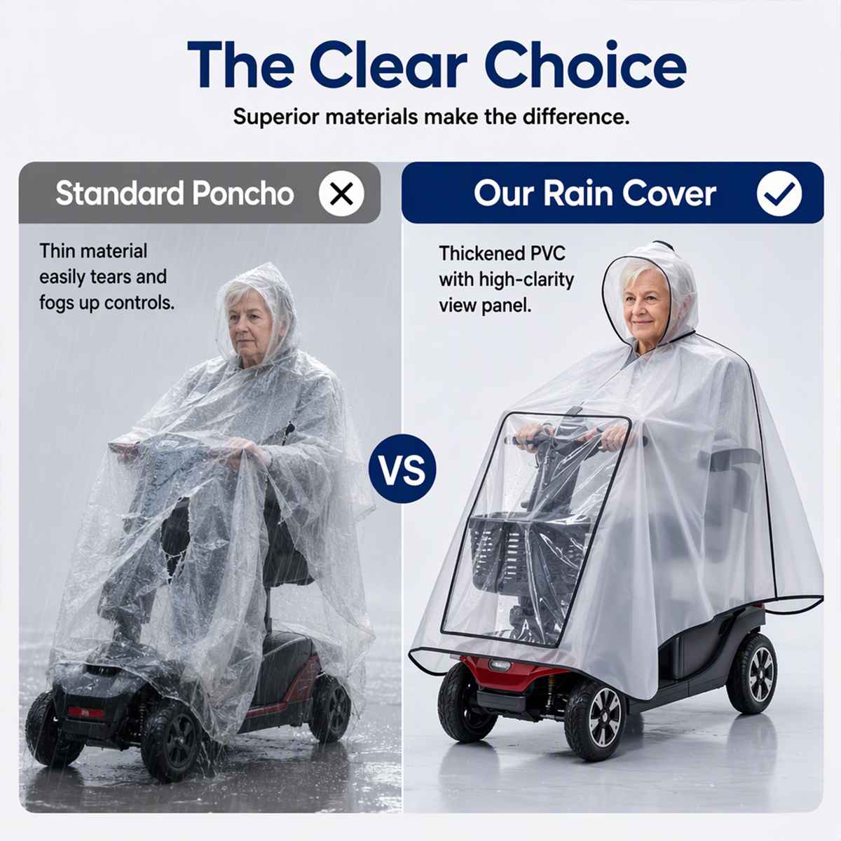 🌧️ Mobility Scooter Rain Cover – Full-Coverage Waterproof PVC Canopy