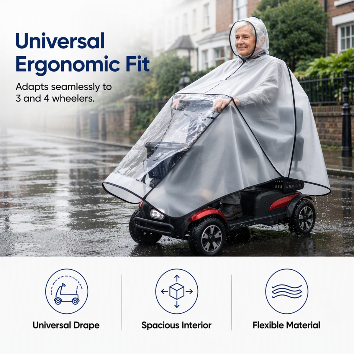 🌧️ Mobility Scooter Rain Cover – Full-Coverage Waterproof PVC Canopy