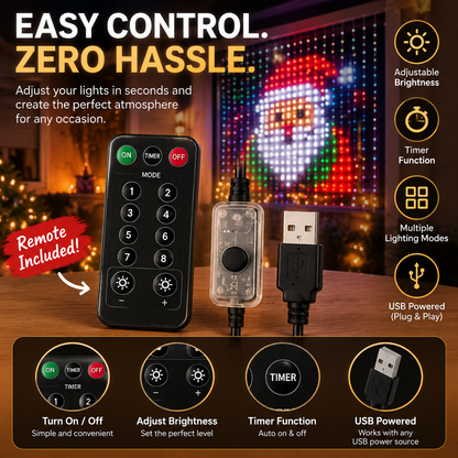 🔥HOT SALE 50% OFF🎁⚡50K+ SOLD! Almost Gone-💥✨ Smart App-Controlled DIY LED Pixel Curtain Lights (Animated Christmas Screen)